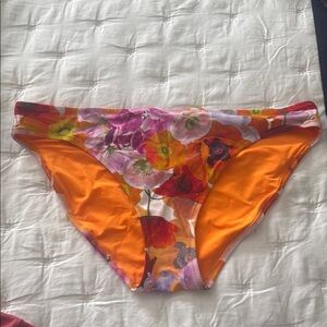 Aerie Floral Bikini Bottom - Orange and Pink